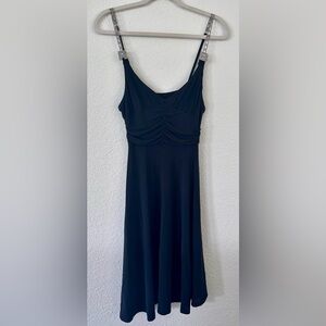Rocco Barocco Made in Italy women's dress with rhinestone straps Black size 8